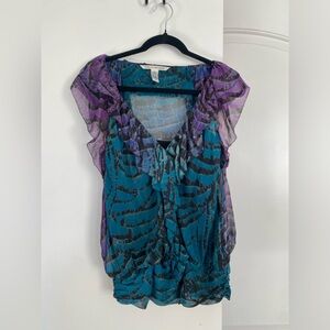 Diane Von Furstenberg Teal and Purple Blouse